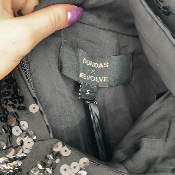 DUNDAS X REVOLVE SEQUIN BLACK MINI DRESS S - Picture 4 of 4